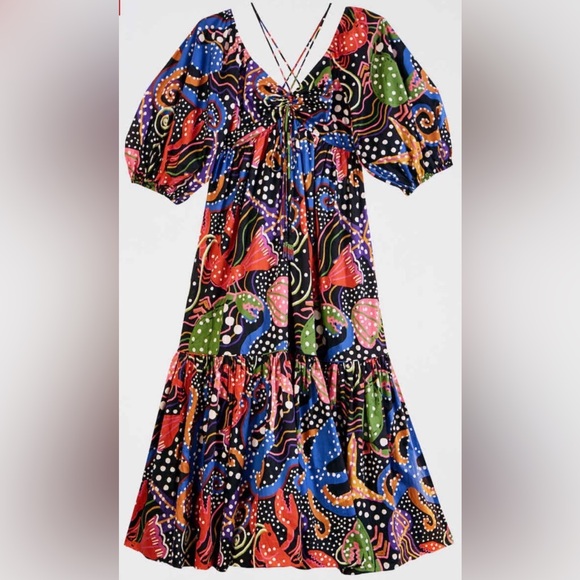 Farm Rio Under The Sea MIDI Cotton Dress Medium $275 - Picture 7 of 10